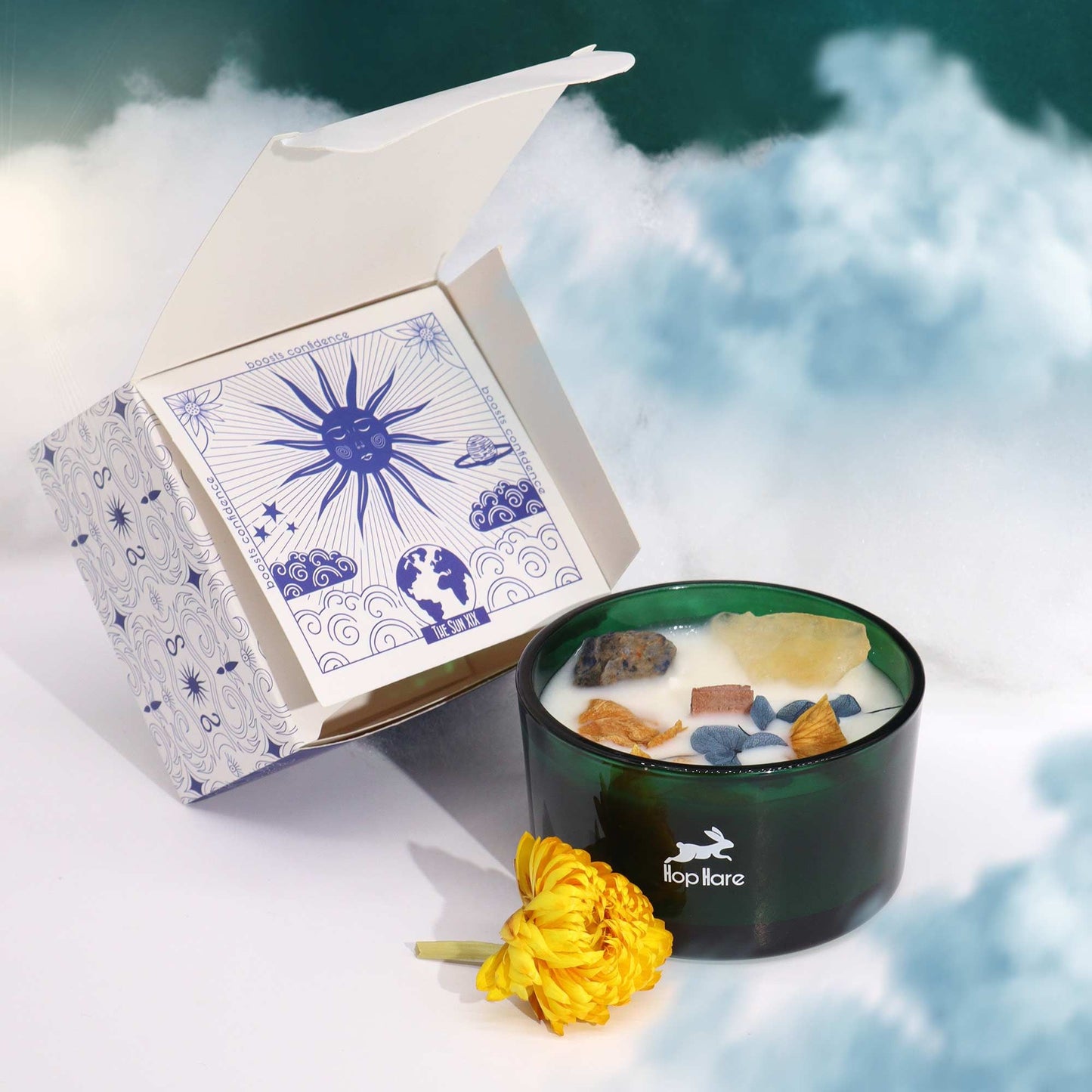 Hop Hare Krištáľová magická kvetinová sviečka – Slnko