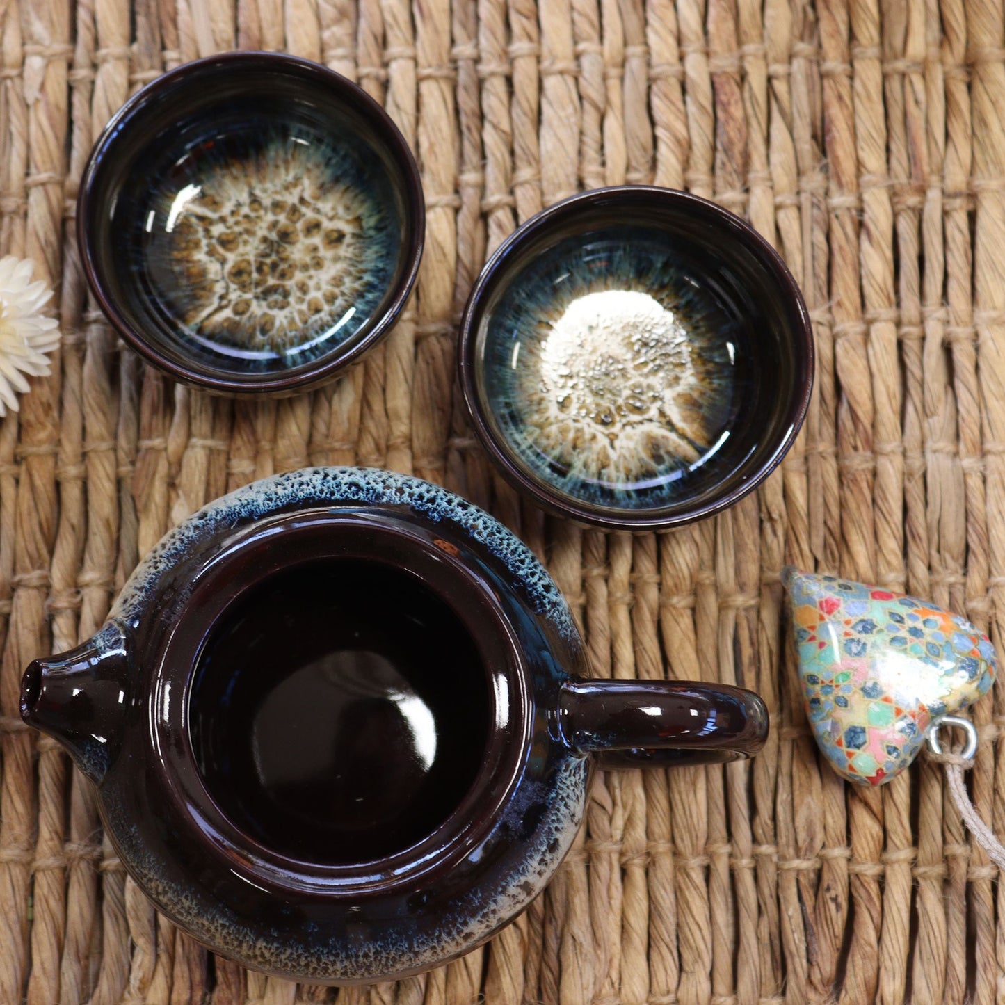 Set čajovej kanvice Herbal Black Glaze – kanvice a dve šálky