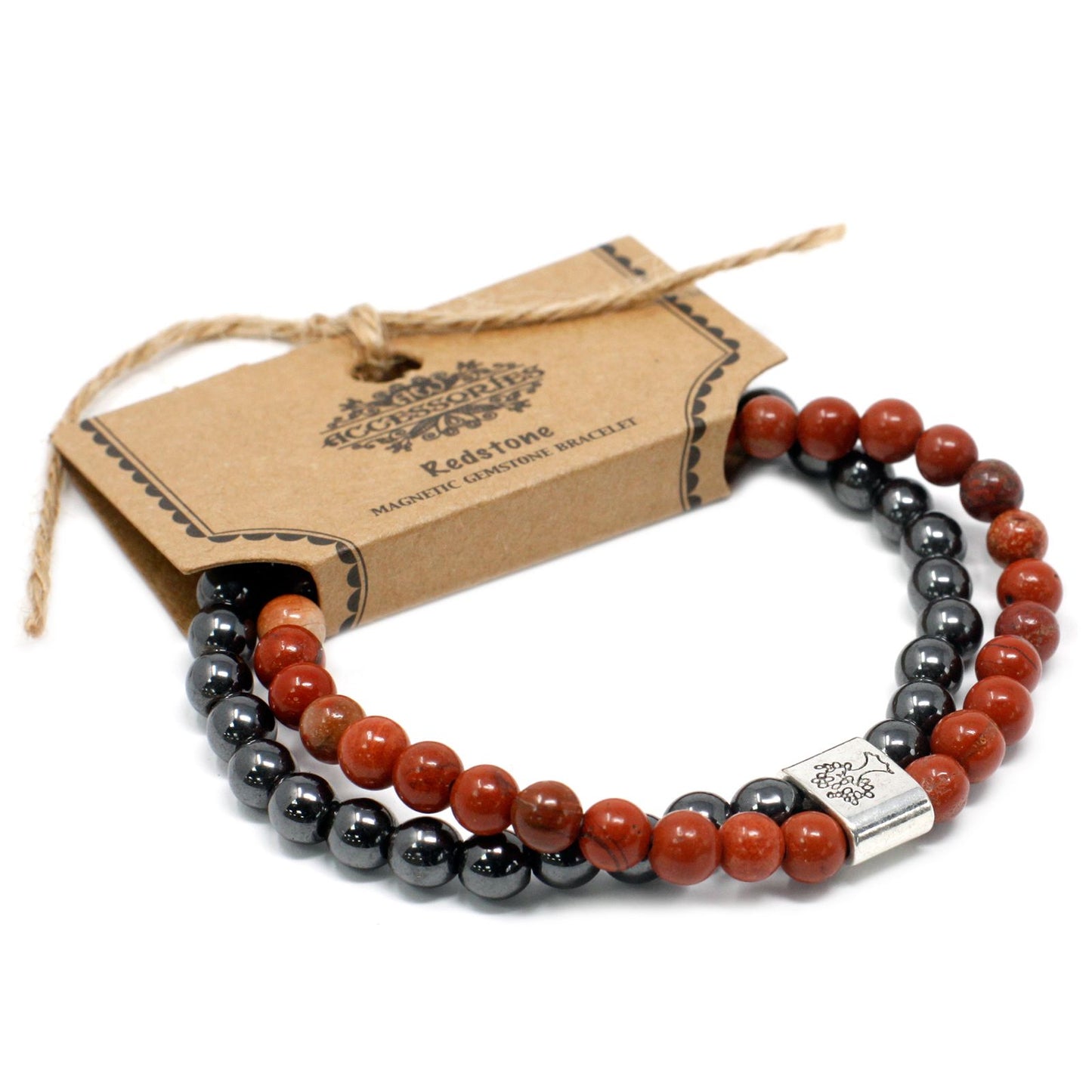 Magnetický náramok z drahých kameňov - Redstone (červený kameň)