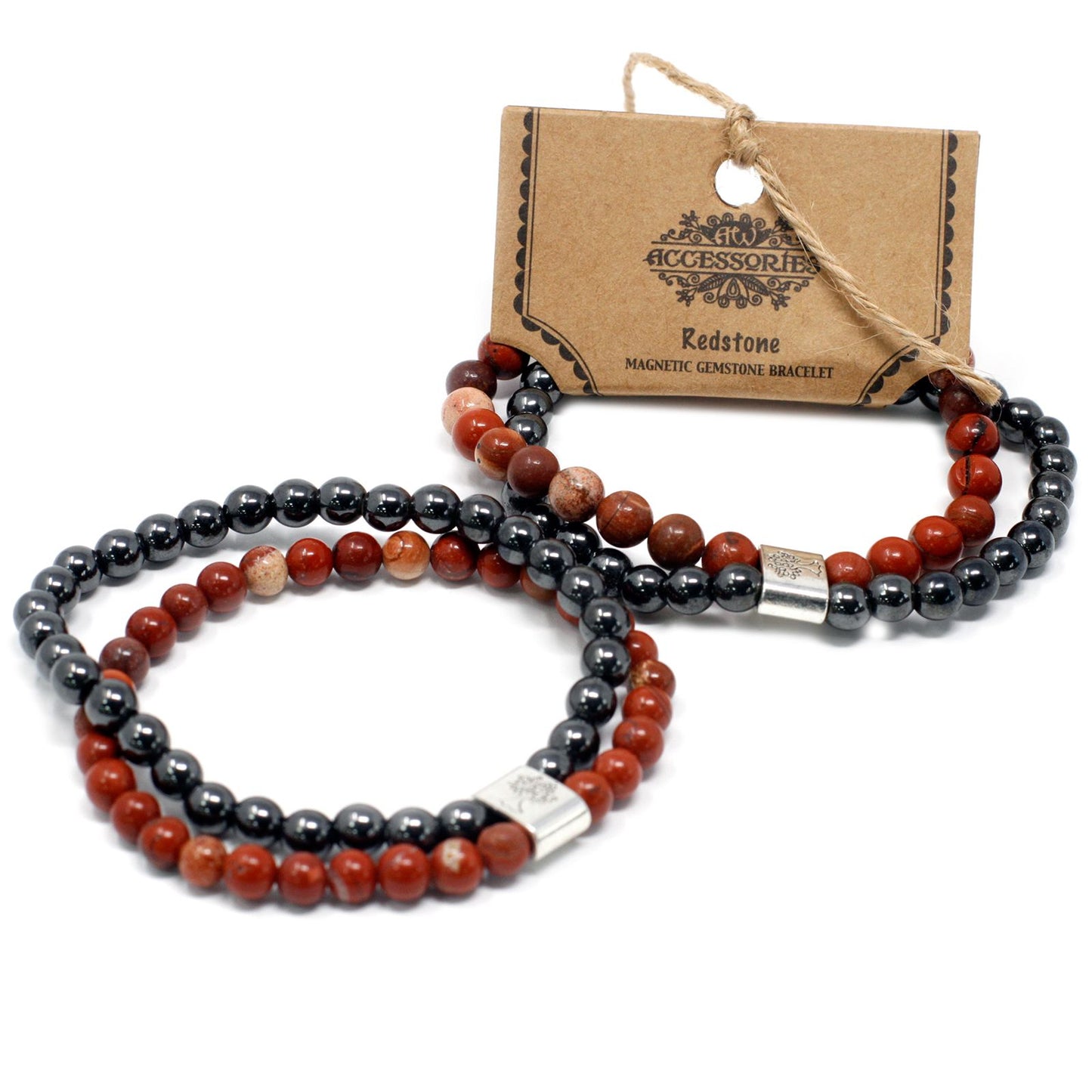 Magnetický náramok z drahých kameňov - Redstone (červený kameň)