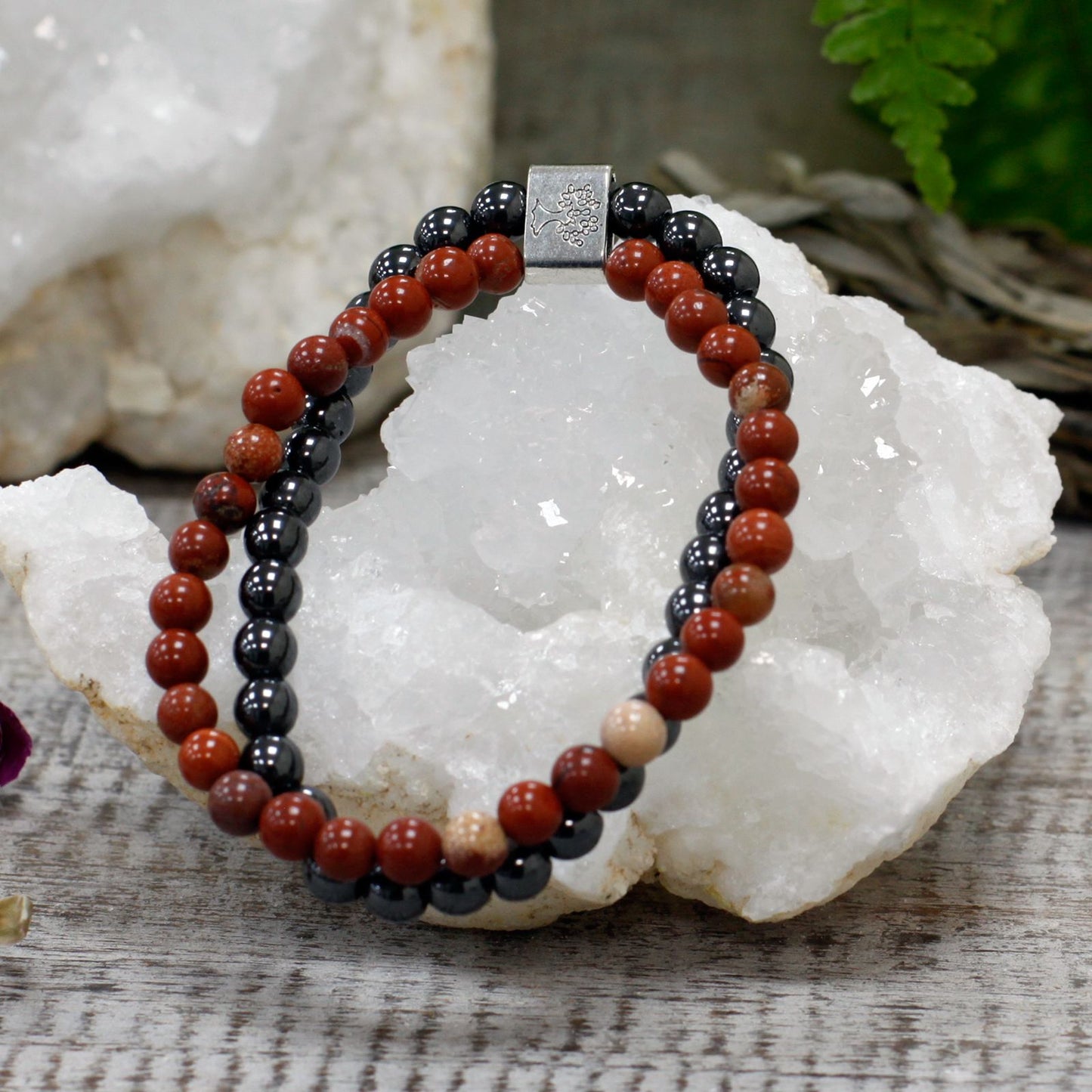 Magnetický náramok z drahých kameňov - Redstone (červený kameň)