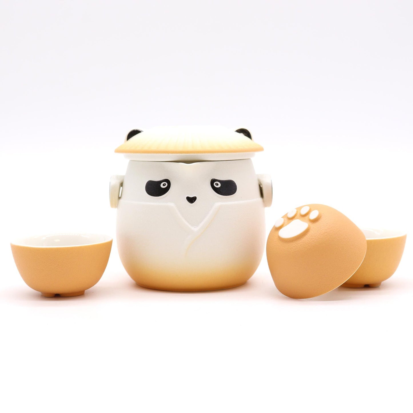 Set čajovej kanvice Panda a tri šálky – oranžový