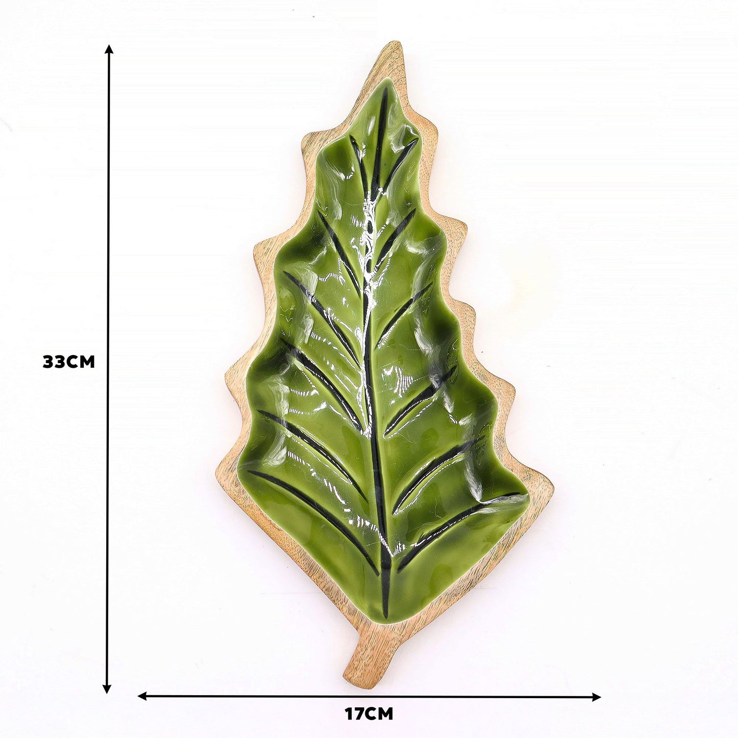 Smaltovaná Drevená Miska v Tvare Listu - 33x17cm