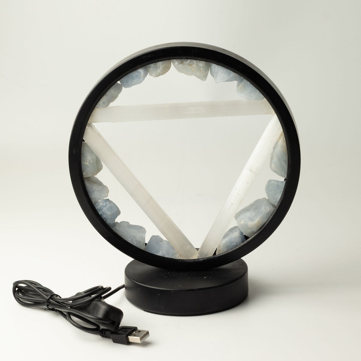 Dekoratívna lampa Halo – akvamarín a selenit · Voda