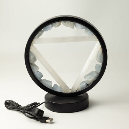 Dekoratívna lampa Halo – akvamarín a selenit · Voda