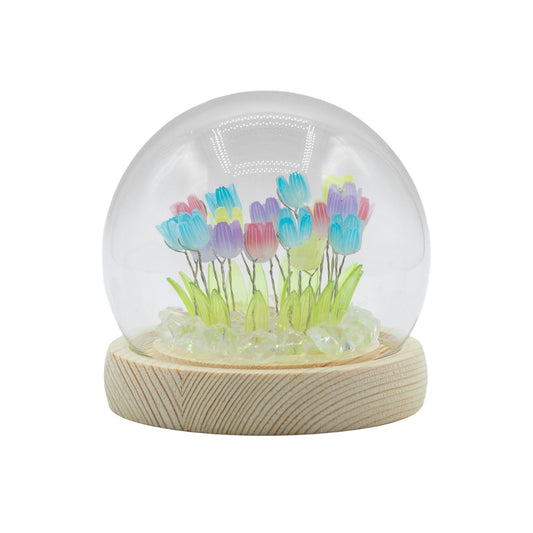 Svetelná dekorácia pod sklom – Pestrofarebné tulipány · USB