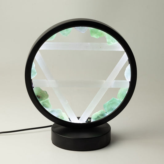 Dekoratívna lampa Halo – avanturín a selenit · Zem
