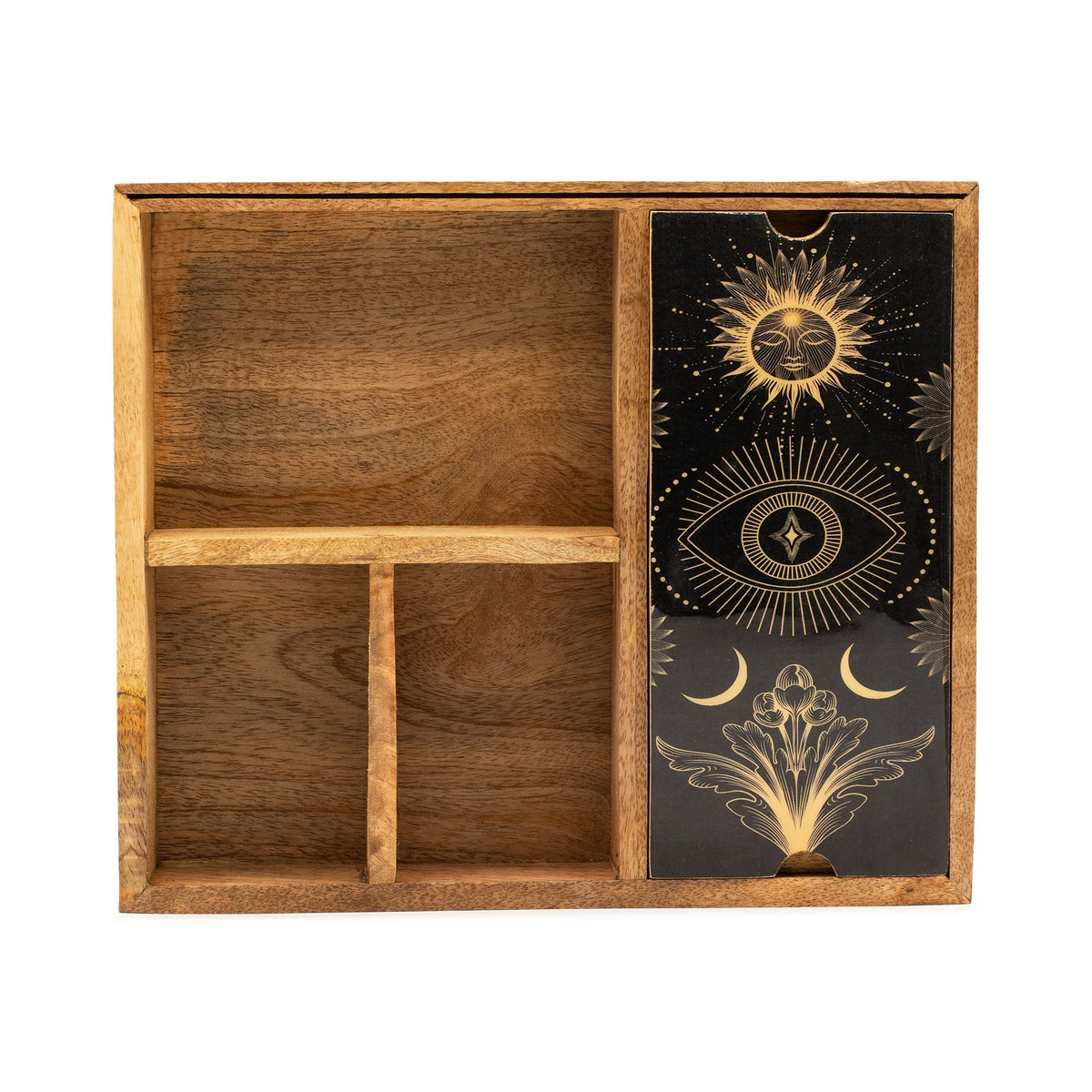 Organizér na tarot z mangového dreva – štyri priehradky