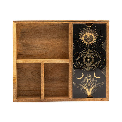 Organizér na tarot z mangového dreva – štyri priehradky