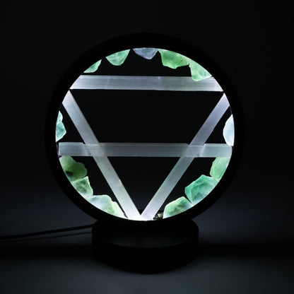 Dekoratívna lampa Halo – avanturín a selenit · Zem
