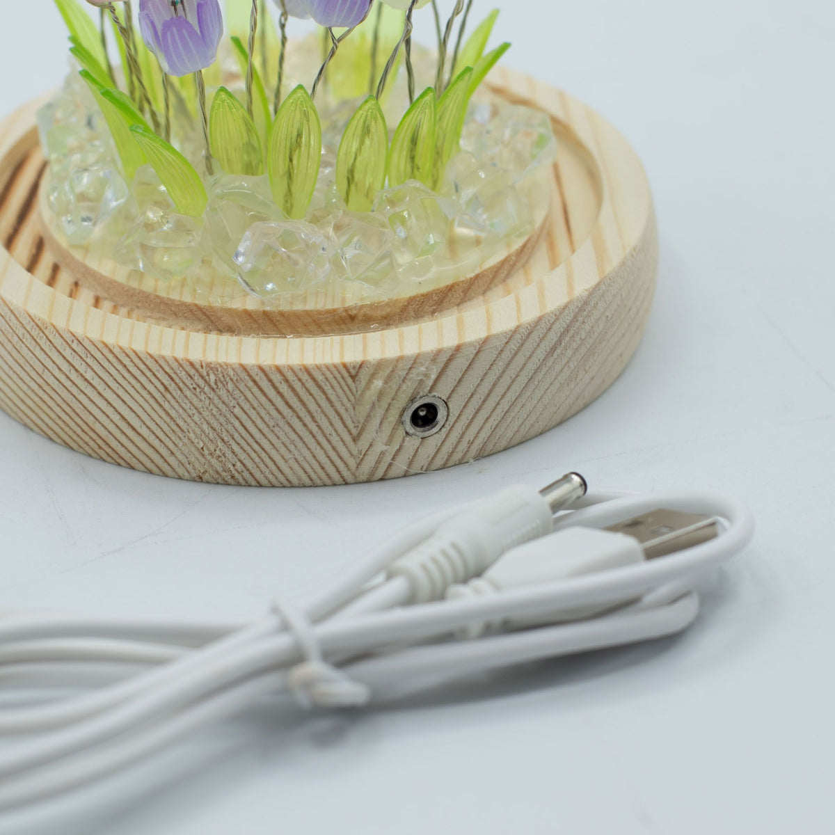 Svetelná dekorácia pod sklom – Pestrofarebné tulipány · USB