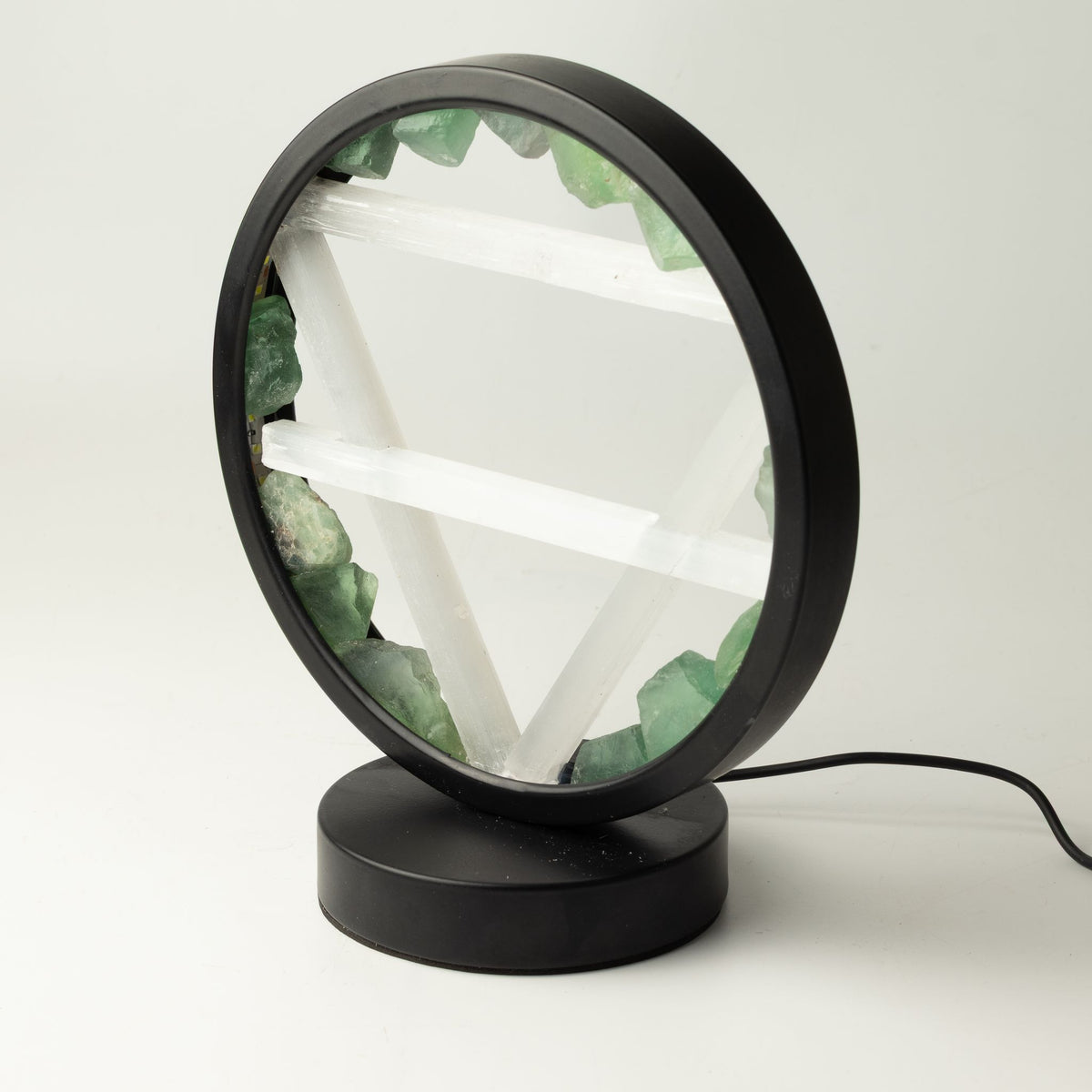 Dekoratívna lampa Halo – avanturín a selenit · Zem