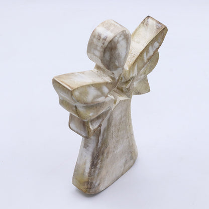 Anjel z Mangového Dreva - Biely Vymývaný s Výrezom Hviezdy - 18cm