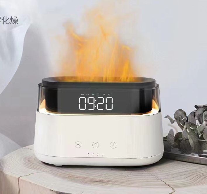 Moderná Aróma Diffuser - Led Clock - USB-C - Flame Effect