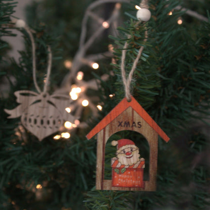 Balenie 2 ks drevená vianočná dekorácia – Xmas Santa Gift