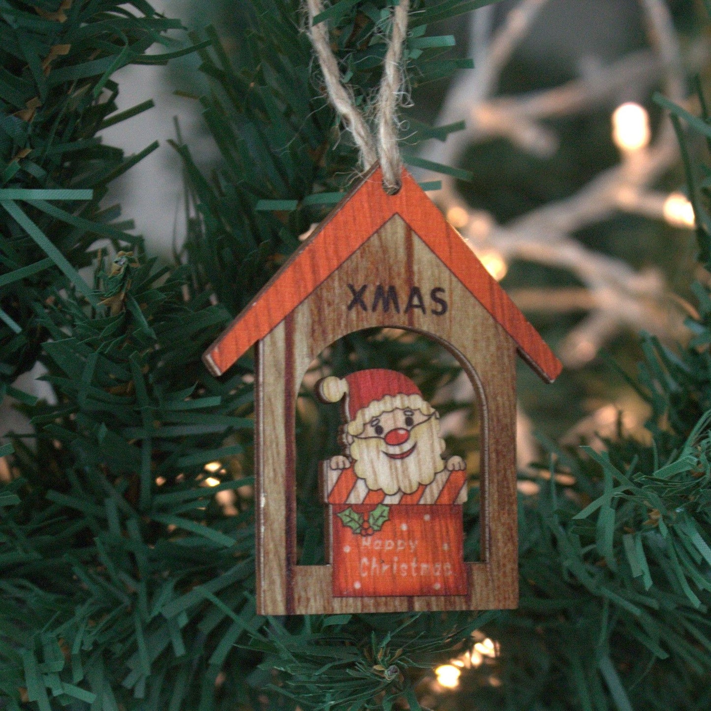 Balenie 2 ks drevená vianočná dekorácia – Xmas Santa Gift