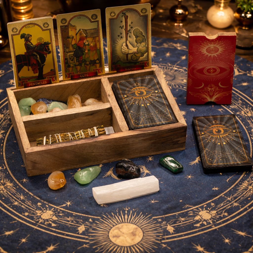 Krabička na tarot s tromi priehradkami