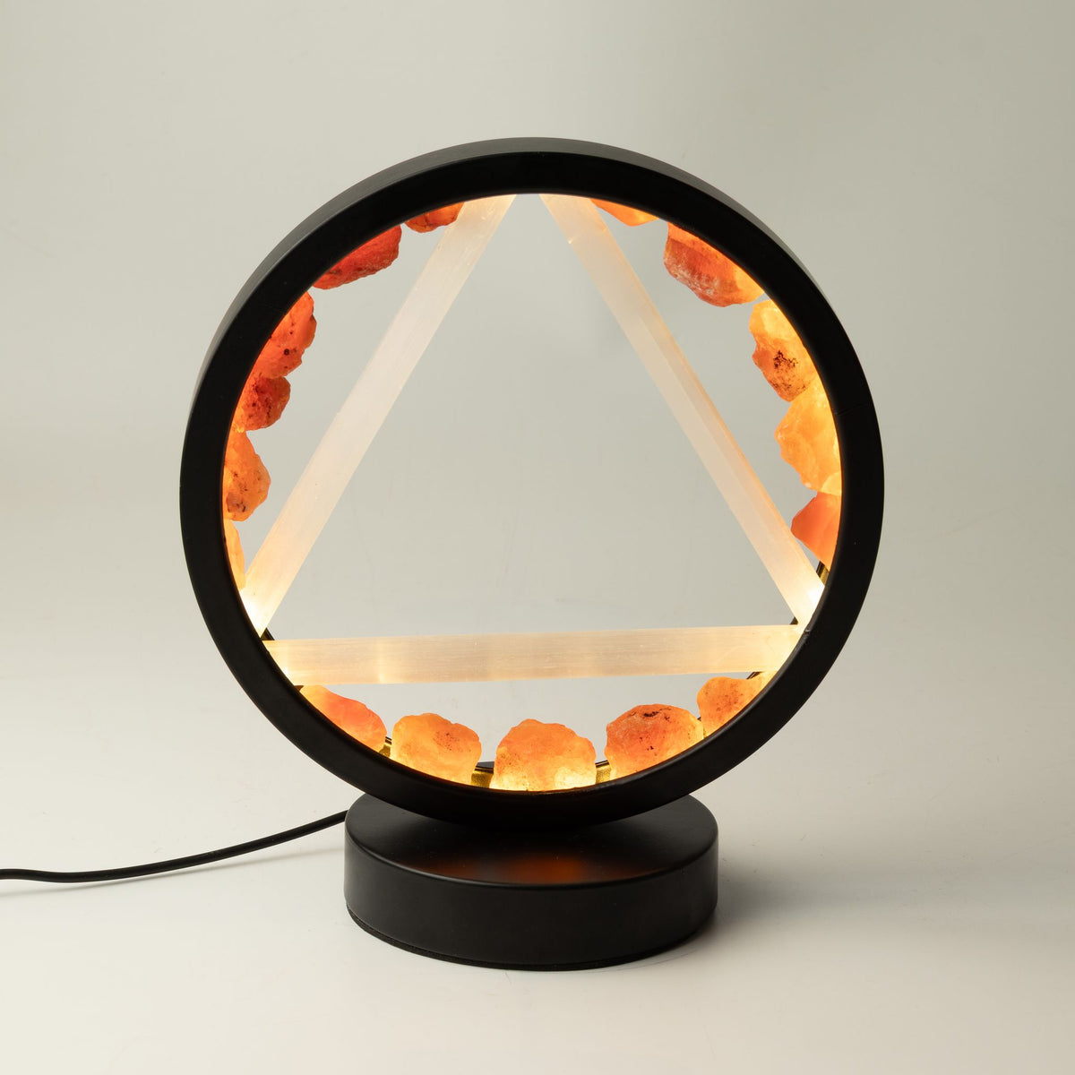 Dekoratívna lampa Halo – karneol a selenit · Oheň