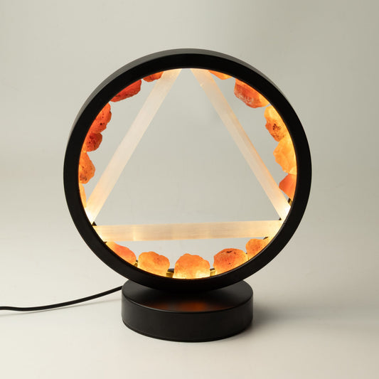 Dekoratívna lampa Halo – karneol a selenit · Oheň