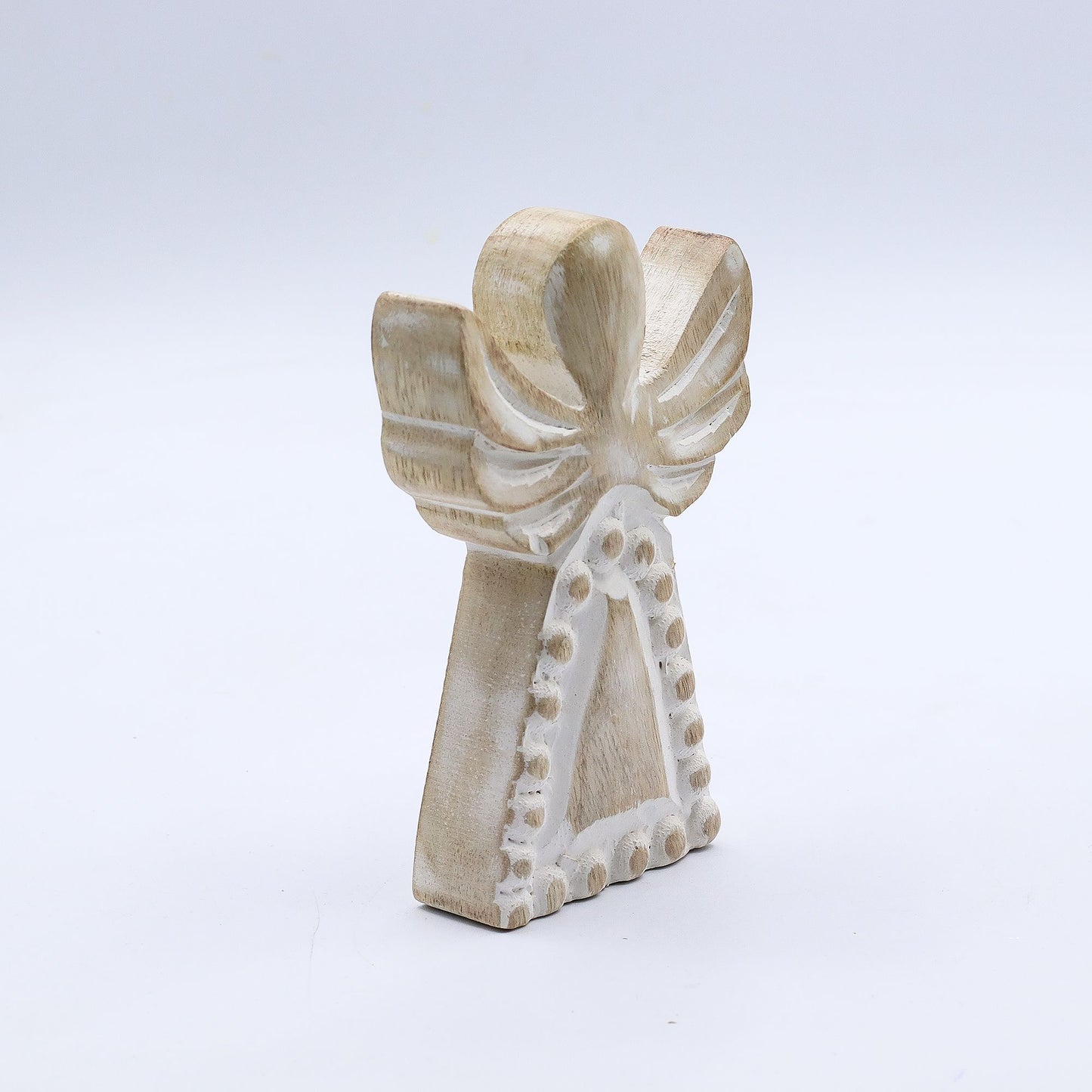 Anjel z Mangového Dreva - Biely Vymývaný - 13cm