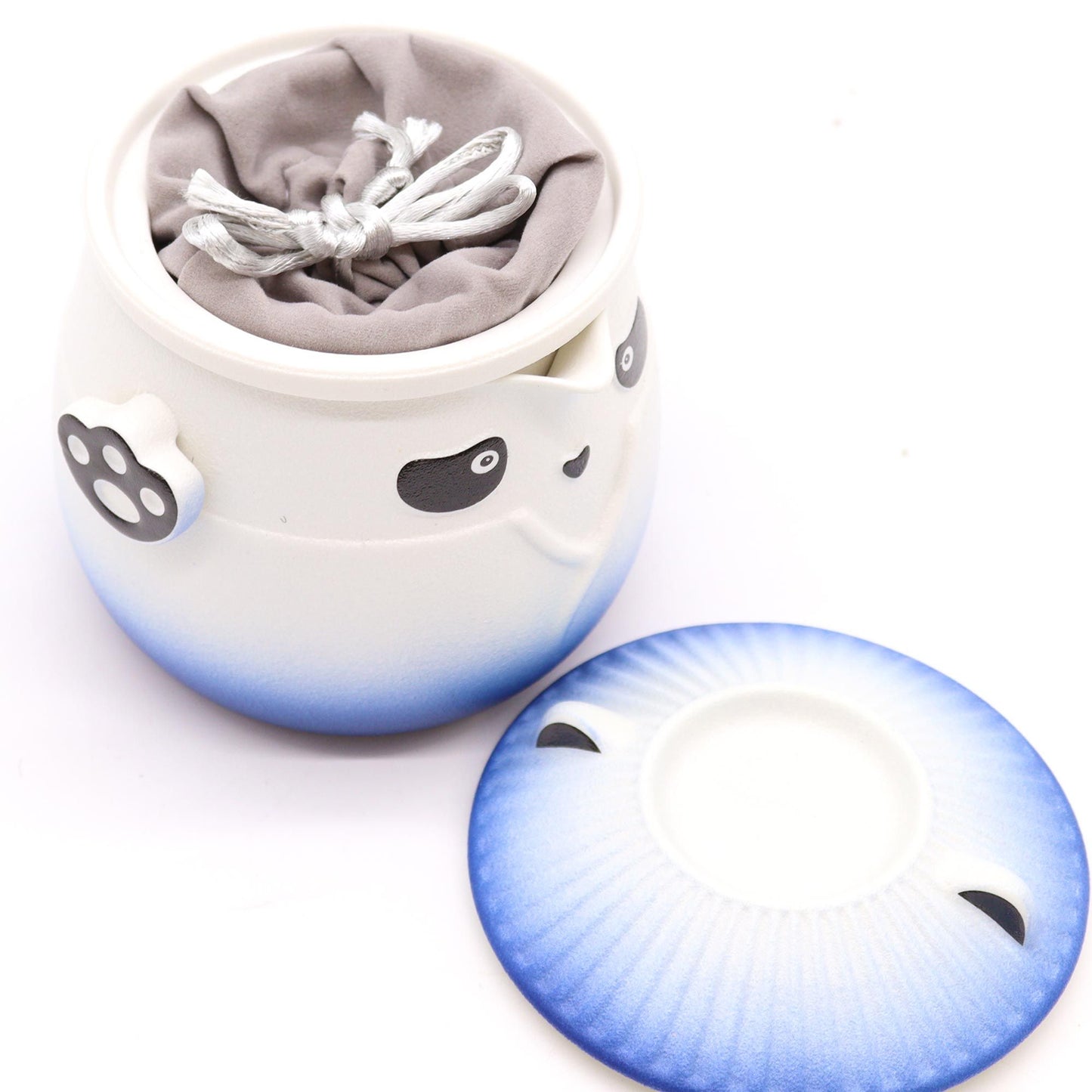 Panda Teapot Set &amp; Three Cups - Sky Blue