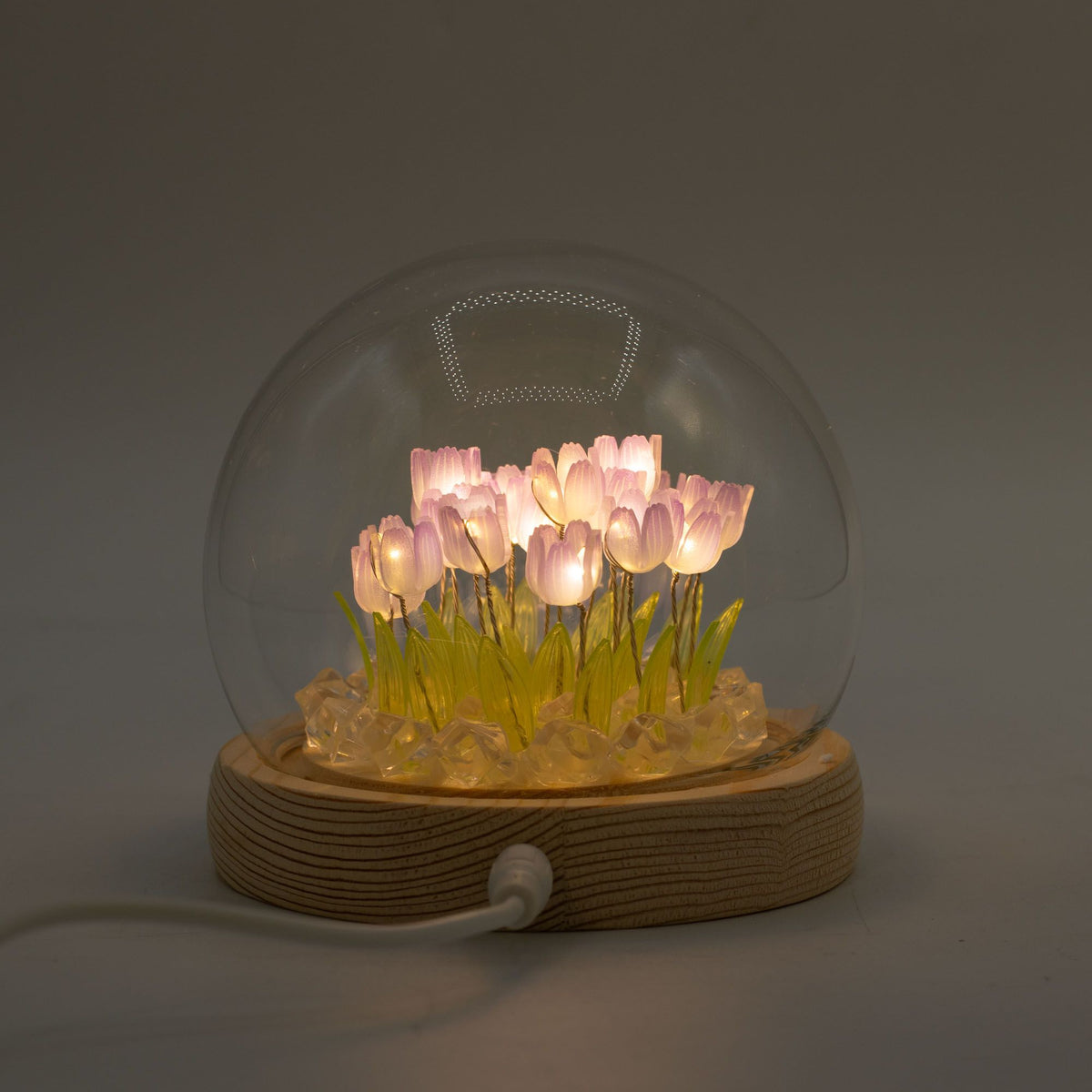 Svetelná dekorácia pod sklom – Tulipány · USB