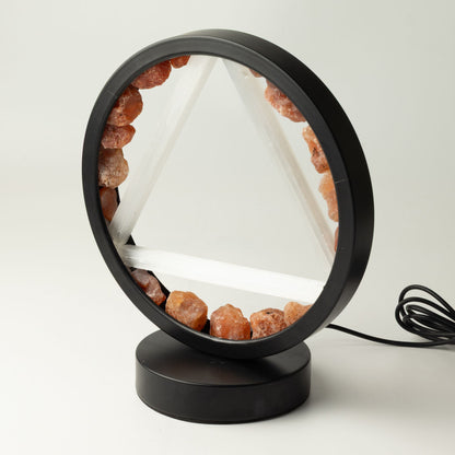 Dekoratívna lampa Halo – karneol a selenit · Oheň