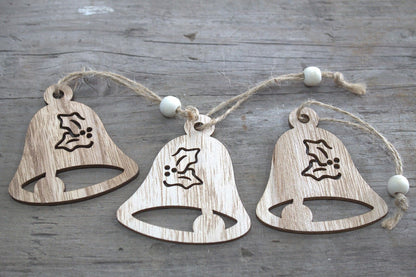 Balenie 3 ks drevená vianočná dekorácia – Zvonček 