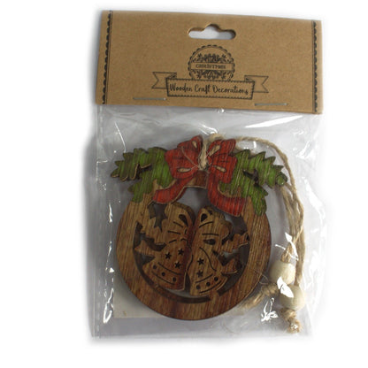 Balenie 2 ks drevená vianočná dekorácia – Vločka &amp; Snehuliak 