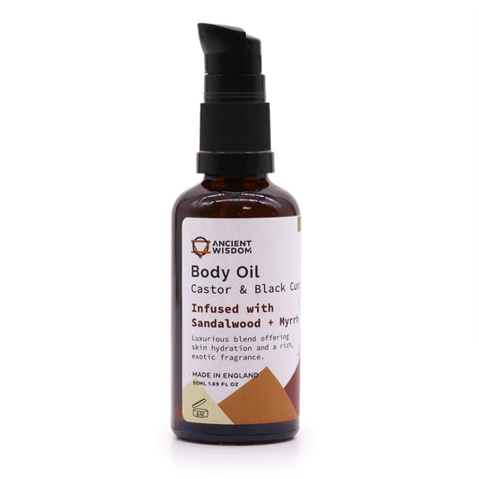 Organický telový olej 50ml - santalové drevo a myrha