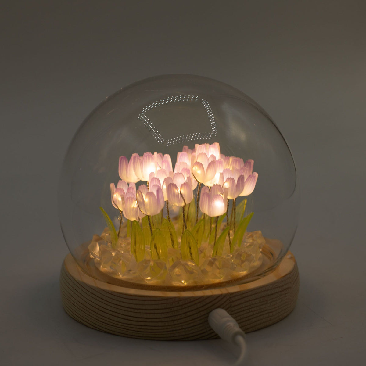 Svetelná dekorácia pod sklom – Tulipány · USB