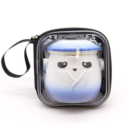 Panda Teapot Set &amp; Three Cups - Sky Blue
