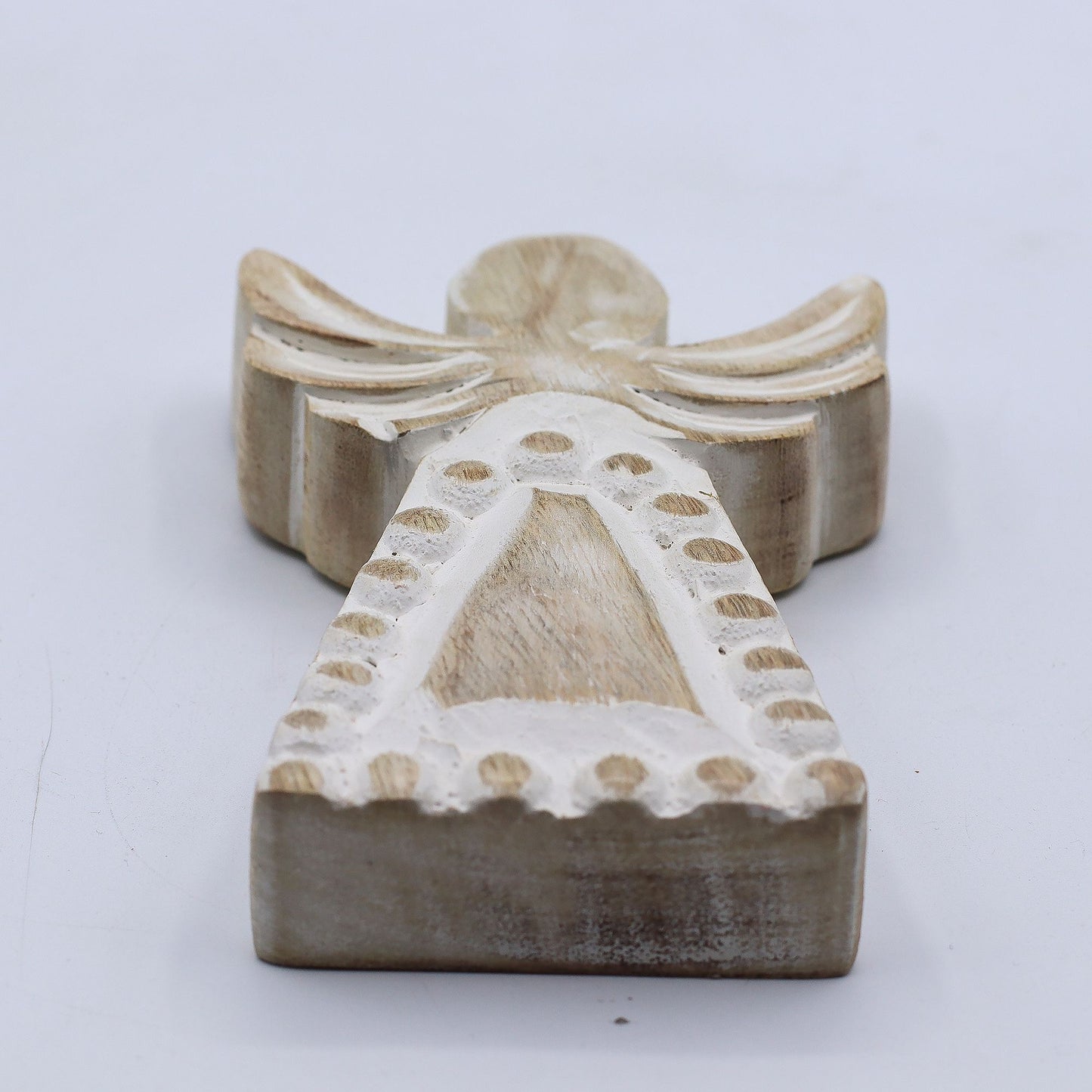 Anjel z Mangového Dreva - Biely Vymývaný - 13cm