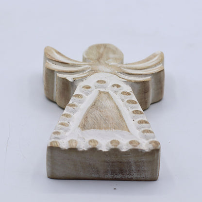 Anjel z Mangového Dreva - Biely Vymývaný - 13cm