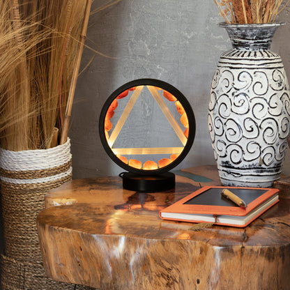 Dekoratívna lampa Halo – karneol a selenit · Oheň