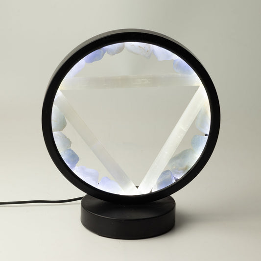 Dekoratívna lampa Halo – akvamarín a selenit · Voda