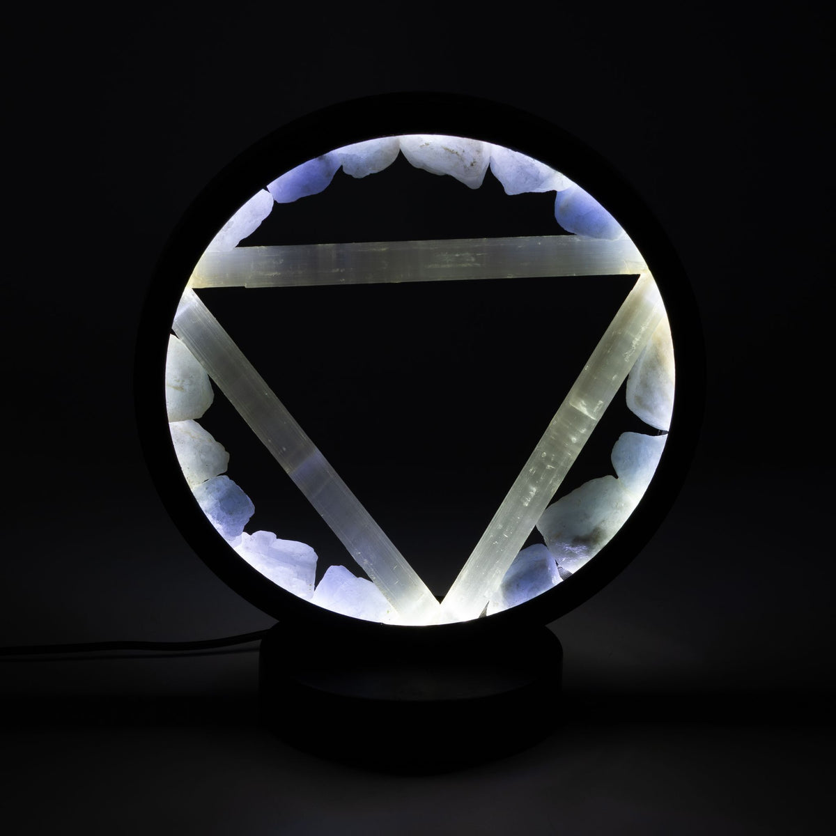 Dekoratívna lampa Halo – akvamarín a selenit · Voda