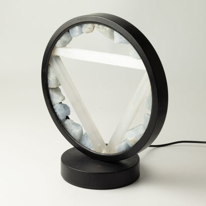 Dekoratívna lampa Halo – akvamarín a selenit · Voda