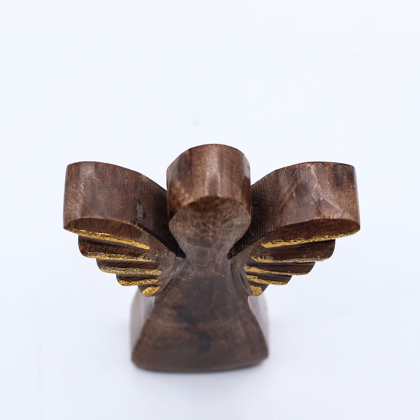 Malý Anjel z Mangového Dreva - Zlatý Dekor - 12cm