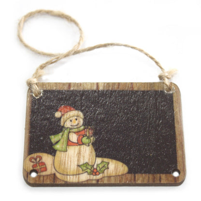 Balenie 2 ks drevená vianočná dekorácia – Snehuliak 