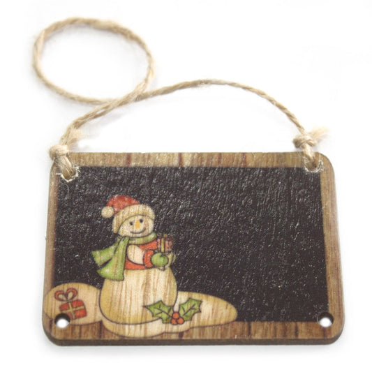 Balenie 2 ks drevená vianočná dekorácia – Snehuliak 