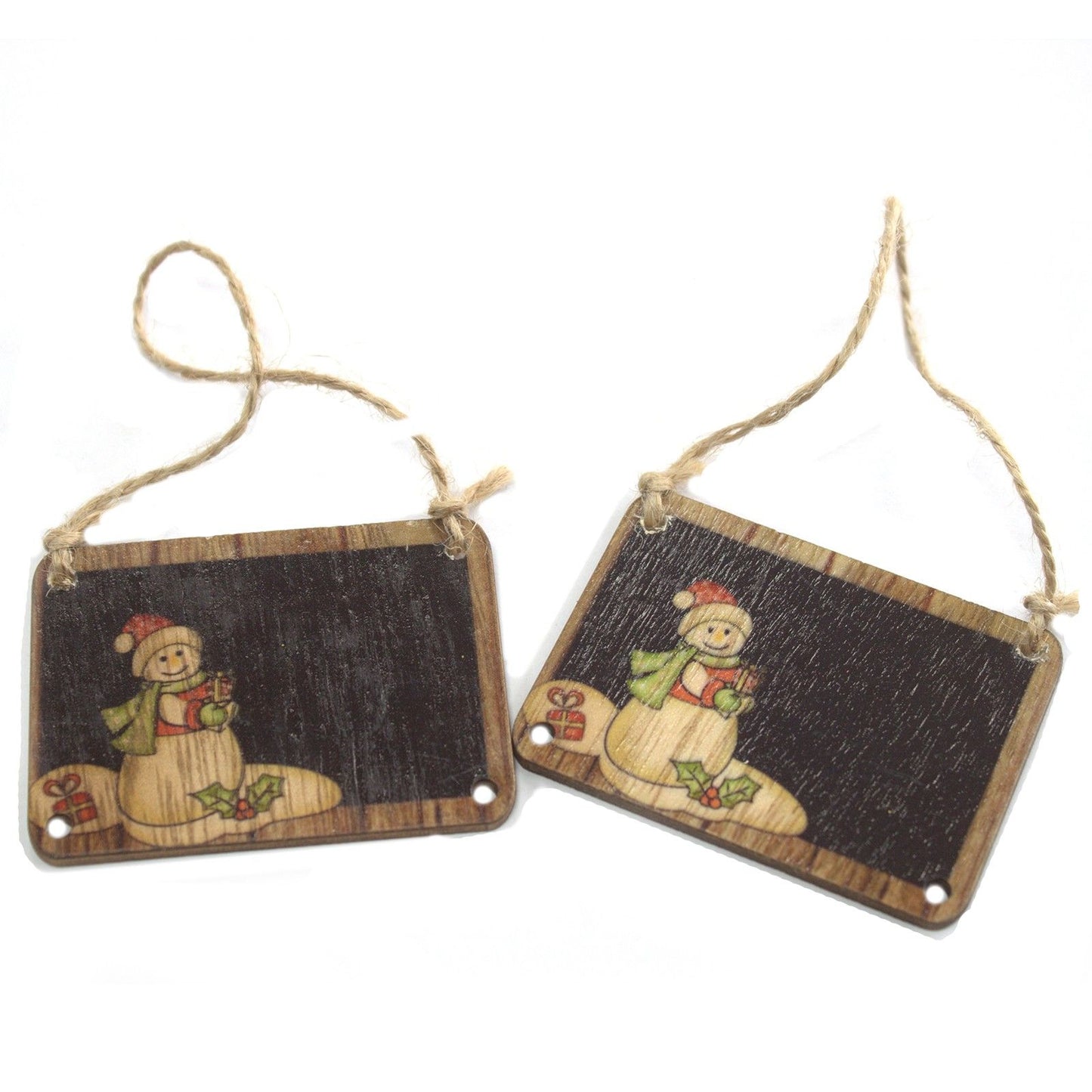 Balenie 2 ks drevená vianočná dekorácia – Snehuliak 