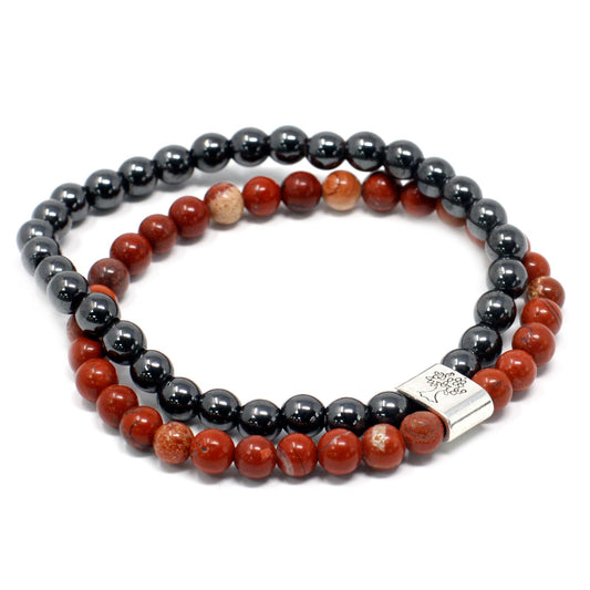 Magnetický náramok z drahých kameňov - Redstone (červený kameň)