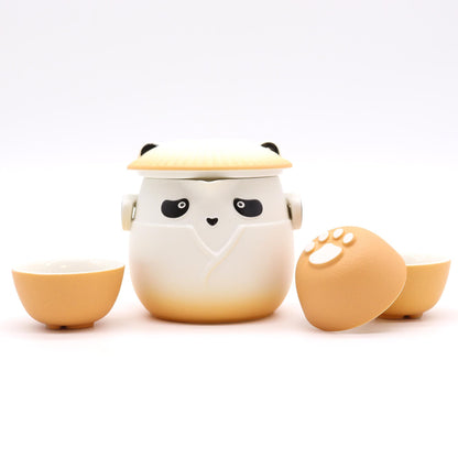 Set čajovej kanvice Panda a tri šálky – oranžový