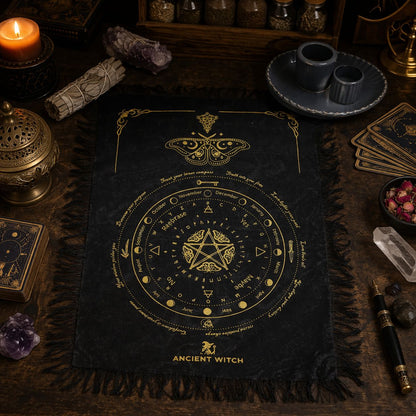Podložka pre kyvadlo Ancient Witch – Moľa · čierna a zlatá