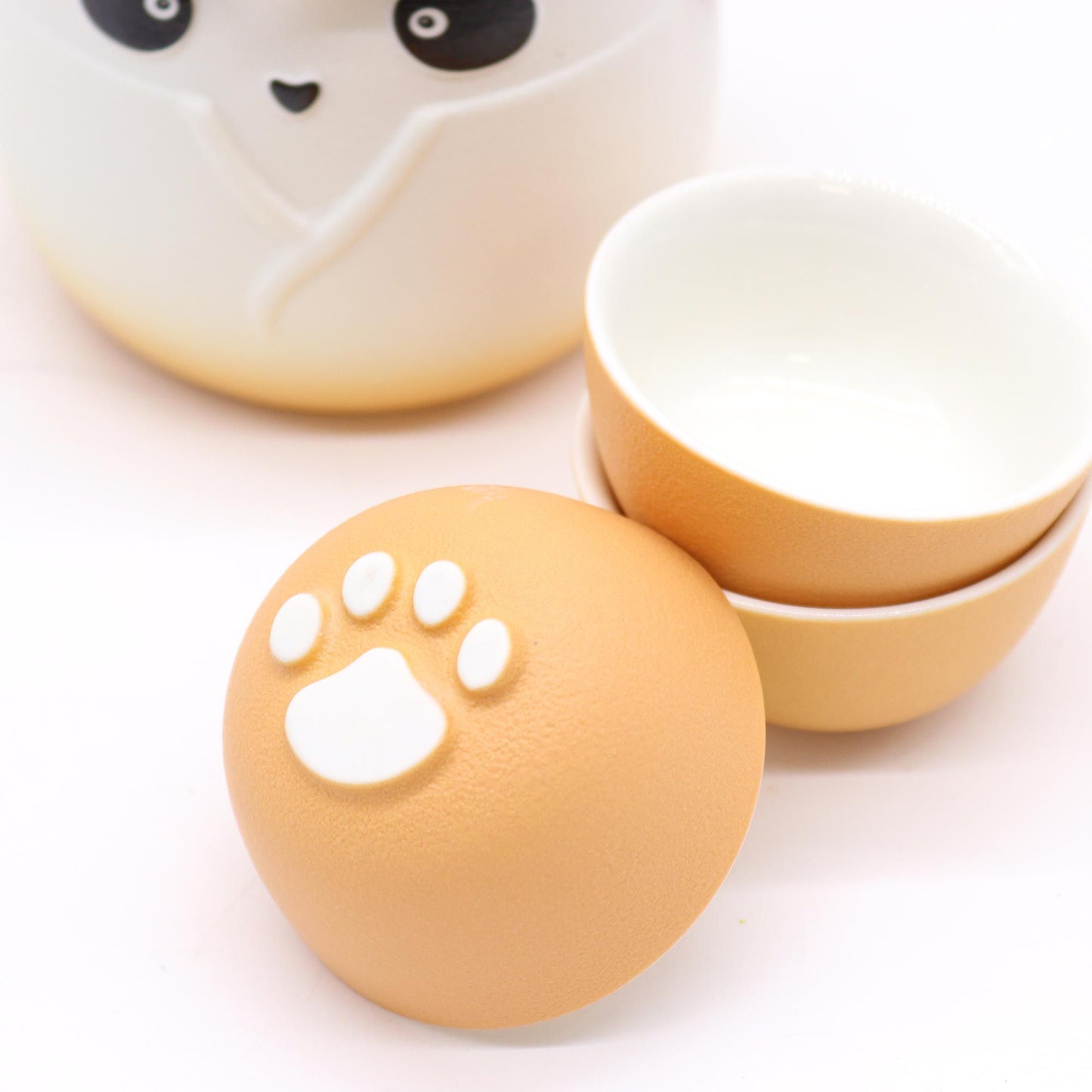 Set čajovej kanvice Panda a tri šálky – oranžový