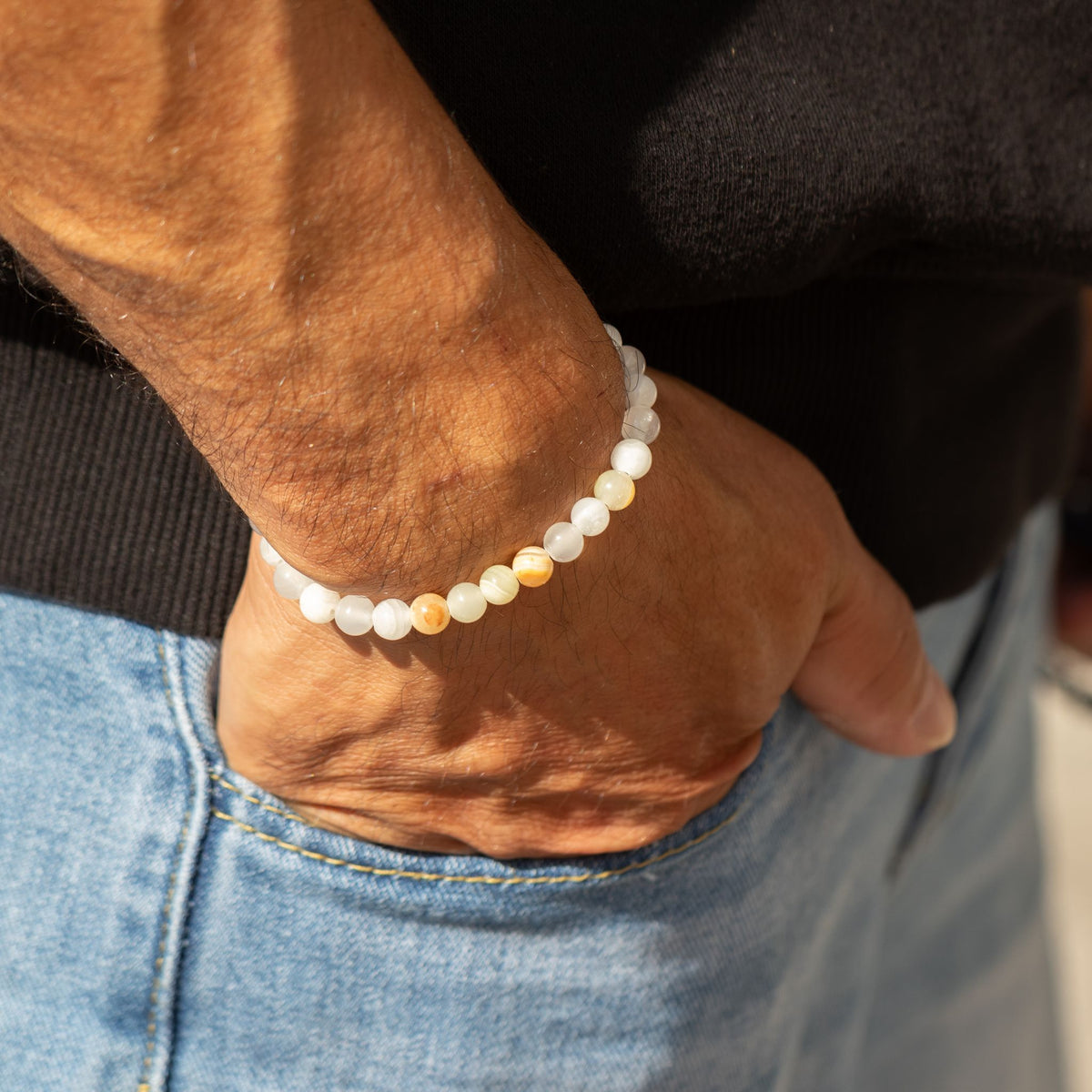 Jemný minerálny náramok Petite – Moon Jade
