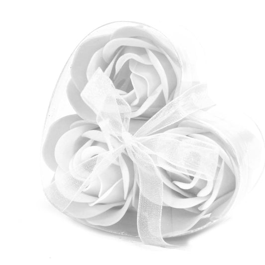 Set of 3 Soap Flower Heart Box - Biela